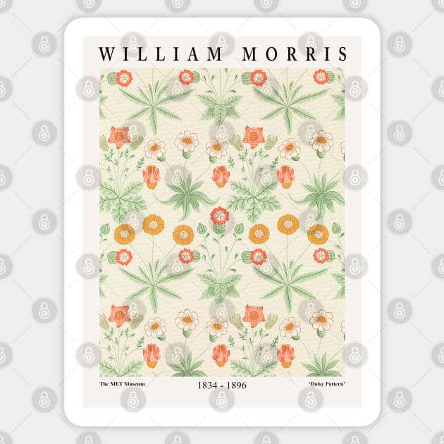 William Morris Exhibition Wall Art, Morris Daisy Pattern, Textile Design, Men Women Gift Sticker by VanillaArt